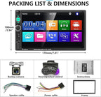 Car Stereo Double Din Car Radio 7 Inch MP5 Player with HD Touch Screen Digital Display Bluetooth Multimedia Support PhoneLink USB SD Aux-in 2 Din Autoradio with Backup Camera