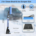 27" Snow Brush and Ice Scrapers Detachable Pivoting, Soft Bristle Head,Foam Grip, for Car,Trucks,or SUV Window & Windshield Tool (2pcs)