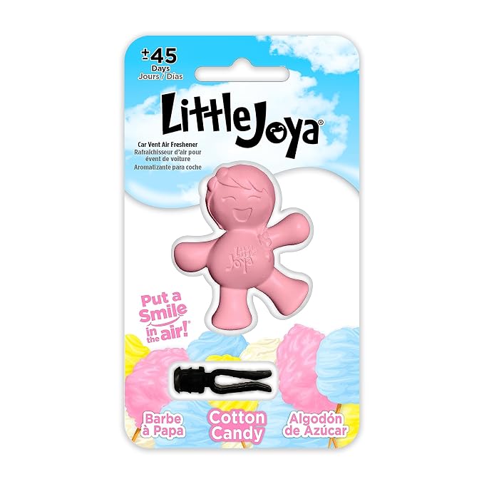 Little Joya 96017 Cotton Candy Car Air Freshener Vent Clip Provides Long-Lasting Freshness in a Compact Design, Fights Odors for up to 45 Days, Cute Car Odor Eliminator, Non-Toxic, Pack of 2