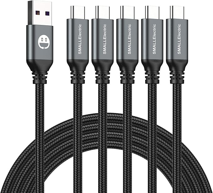 USB to USB C Cable 3FT 5 Pack, Type C Fast Charger Cord | 3A braided USB A to C charging cords for iPhone 17 16 15, car, office, Samsung Galaxy, LG and Type C devices.(Grey)