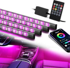 RGB Car Strobe Safety Lights with Remote,Interior LED Light for Car Accessories Women Men Husband Birthday Gift APP Control with USB Port Music Sync Color Change for Truck Decor 12V Dashboard