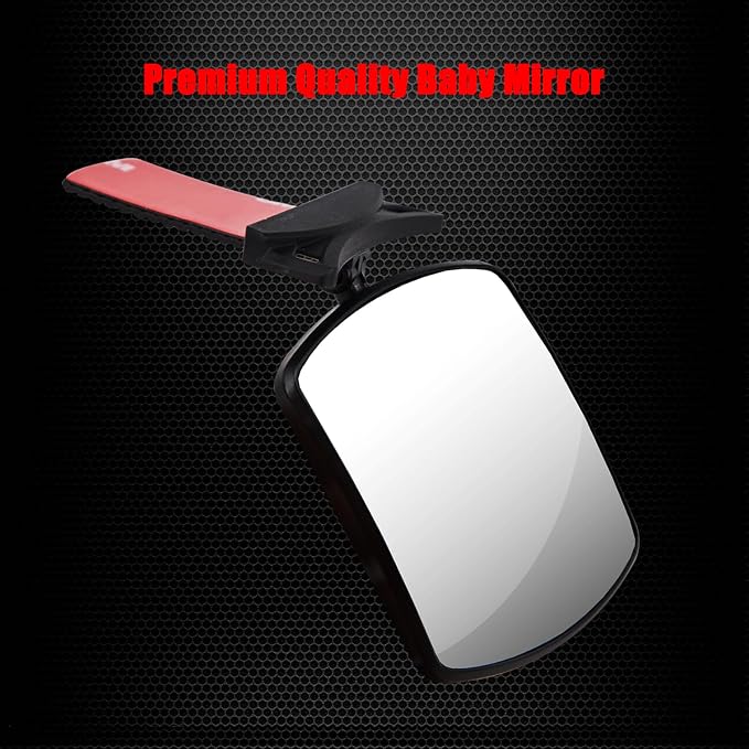 Stick On Car Baby Mirror, Adjustabe HD Glass Convex Wide Angle Interior Rearview Baby Rear Facing Mirror (Framed Rectangle, Small, 3.3" X 2.5")