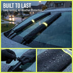 2Pcs Windshield Wiper Covers, 210D Heavy Duty Waterproof Wiper Blade Protector for Rain Snow Bird Poop, Universal Fit 25.5" Covers Sleeves with Reflective Strip for Cars, RVs, Trucks
