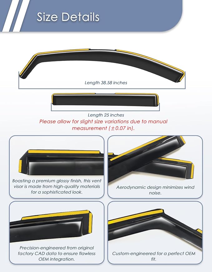 in-Channel Window Rain Guard for Fit for Chevy Equinox 2025 2026(NOT for EV) Rain Guards Side Window Visors Low Profile Vent Visor Window Deflectors Vent Shades Car Accessories-4PCS