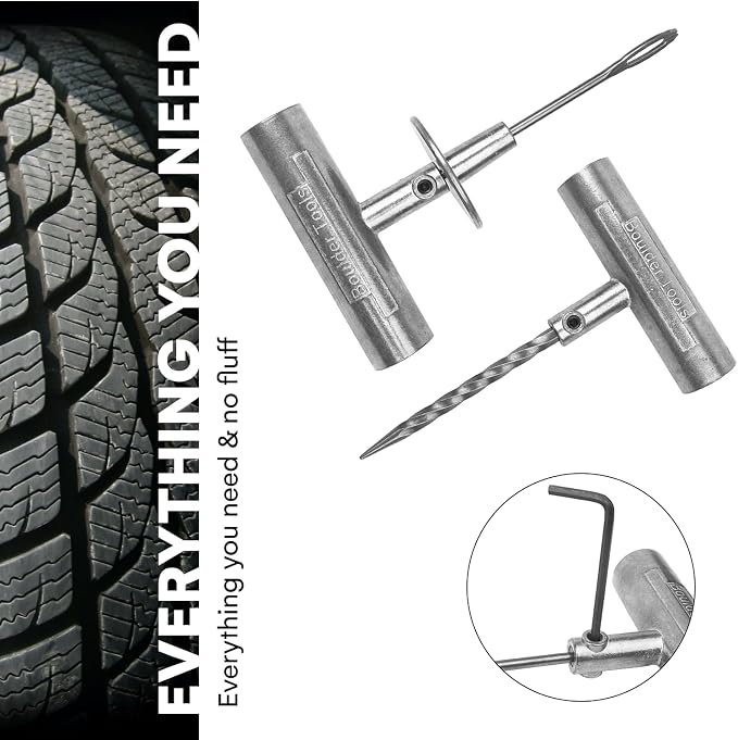 Compact Tire Repair kit with Molle Storage Pouch. Heavy Duty Universal Tire Plug Kit, Easily Stores Inside Your UTV, ATV, Truck, Motorcycle, Overlanding Gear or RV