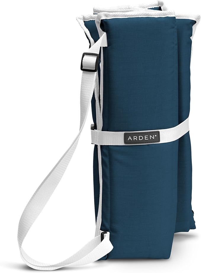 Heated Stadium Seat, Foldable, Lightweight with Carrying Strap, Foam Cushion for Comfort, Adjustable, Back Support, Multi-Functional Use As Stadium Seat or Seat Pad, Navy/White