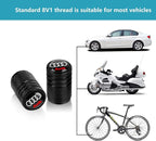 4pcs Tire Valve Stem Caps, Compatible with Audi S3 A3 RS3 RS7 A4 A5 A6 A7 A8 Q3 Q5 Q7 R8 Series Stem Cap Universal Car Air Cover Car Accessories for Cars, SUV, Truck, Motorcycles Black