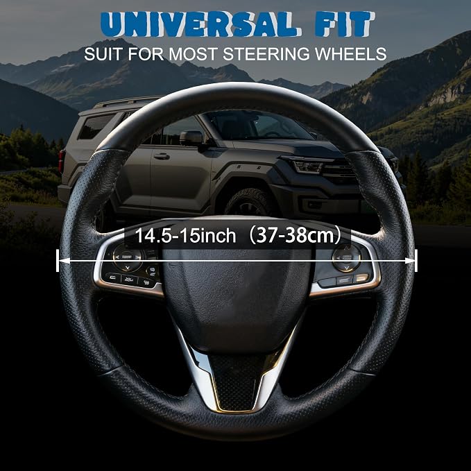 Car Steering Wheel Cover, 14.5"-15" Inch Universal Anti-Slip DurableSteering Wheel Protective Cover, Breathable Auto Interior Decoration Accessories for Sedan SUV Truck (Pink Cherries Bows)
