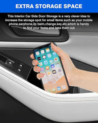 Door Side Storage Box for 2021-2025 Nissan Rogue Accessories Door Organizer Handle Pocket Insert Tray Copilot Armrest Phone Container with Black Mat(Note:Just Fit Copilot Passenger Seat Only)