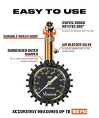 Tire Pressure Gauge (0-100 PSI) Certified ANSI Accurate with Large 2 Inch Easy to Read Glow Dial, Low - High Air Pressure Gauge. Tire Gauge for Car and Trucks Tires