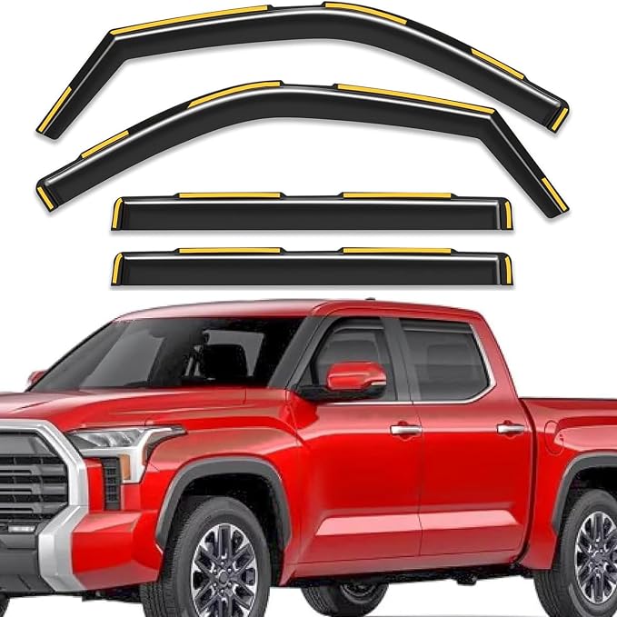 2022 2023 2024 2025 2026 Smoke in-Channel Rain Guards Window Visors Compatible with Toyota Tundra CrewMax Cab, Window Deflectors Vent Deflector Sun Shade Pickup Truck Accessories