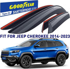 Goodyear Shatterproof Window Deflectors for Jeep Cherokee 2014-2023, Tape-on Rain Guards, Window Visors, Vent Deflector Visor, Car Accessories, 4 pcs. - GY008804