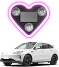 Heart-Shaped LED Neon Light | Solar and USB Rechargeable | 1 Pack Pink Car Interior Lights with Suction Cups | 40 High-Brightness LEDs Car Ambient Light, 5 Modes