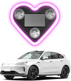 Heart-Shaped LED Neon Light | Solar and USB Rechargeable | 1 Pack Pink Car Interior Lights with Suction Cups | 40 High-Brightness LEDs Car Ambient Light, 5 Modes