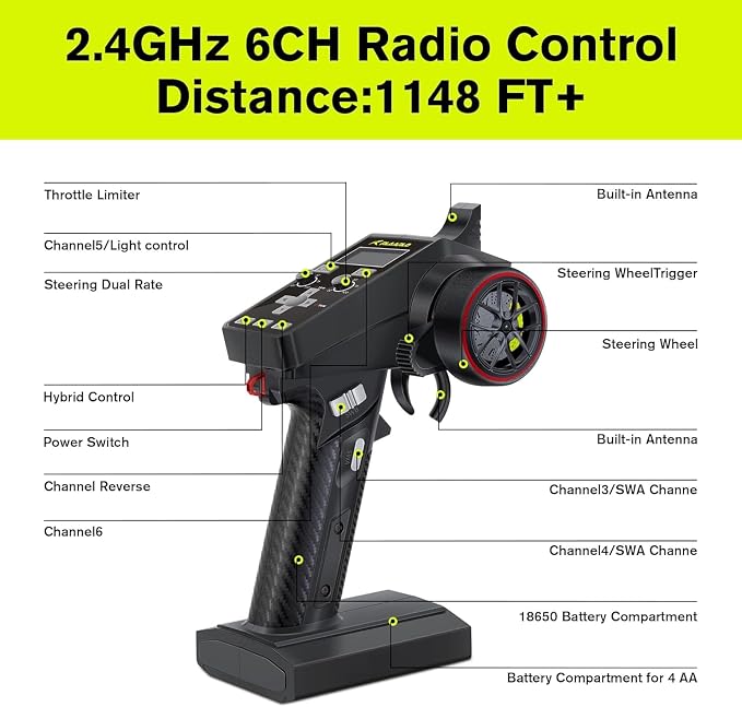 1/10 Brushless RC Cars, 50+ MPH, 4WD Trucks, Carbon Fiber, Ages 8+ | 60A ESC Monster Trucks, 3650 2650KV Brushless Motor, 3S LiPo, Gyro, CNC Central Differential, 11KG Metal Servo with 7075 Gear