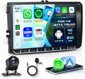 4+64G 9" Car Stereo for VW Volkswagen Seat Golf Passat Jetta Beetle Tiguan | Wireless CarPlay & Android Auto Radio with Android GPS 5G WiFi Bluetooth FM/RDS Dual USB SWC HD Backup Camera