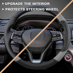 Steering Wheel Cover for Honda Civic(2006-2015),CR-Z, Insight, S2000 (Gray+Black-Small Size)