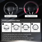 Auto Car Leather Steering Wheel Cover Anti Slip Wrap 15" (Hot Pink)