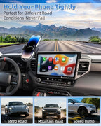 PZK Car Phone Mount for Toyota Tundra 2022-2026 /Sequoia 2023-2026 14-Inch | Screen Car Phone Holder Auto Lock Limited/Platinum Tundra Accessories 360° Rotation Hands Free Cradles Not Block Air Vent