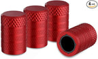 Tire Valve Stem Caps, Red, 4 pcs/Pack, Anodized Aluminum Tire Valve Cap Set, Corrosion Resistant, Universal Stem Covers for Cars Trucks Motorcycles SUVs and Bikes