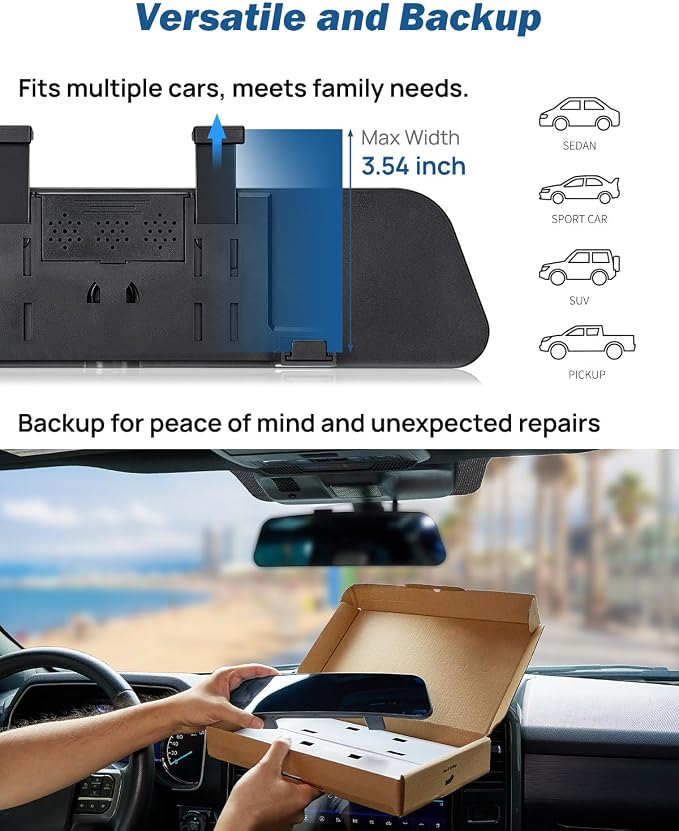 Rearview Mirror, 2 pack 12 Inch Panoramic Anti-Glare Clip-on Wide Angle Convex Rear View Mirror, Effectively to Reduce Blind Spot, Universal for More Car SUV Trucks -Blue