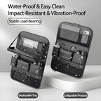 2 Pack Leather Car Backseat Organizer with Foldable Table Tray, Universal Car Seat Back Protector Kick Mat with Touchscreen Tablet Holder, Storage Pockets, Cup Holders & Tissue Holder, Black