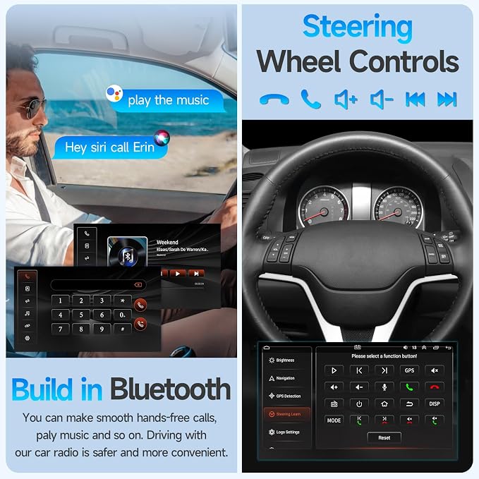 Android Car Radio for Toyota Prius 2010-2015 Stereo Compatible with Apple CarPlay Android Auto, Touch Screen with Bluetooth/GPS/WiFi/MIC/Backup Camera (for Large Screens but NOT with JBL)
