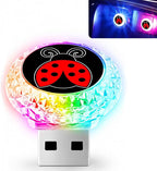 Ladybug USB LED Car Portable Interior Multi-Color Atmosphere Lamp | Portable Mini LED Night Light Auto Ambient Lighting, Universal Vehicle Bedroom Decor Car Accessories Gifts for Women Men