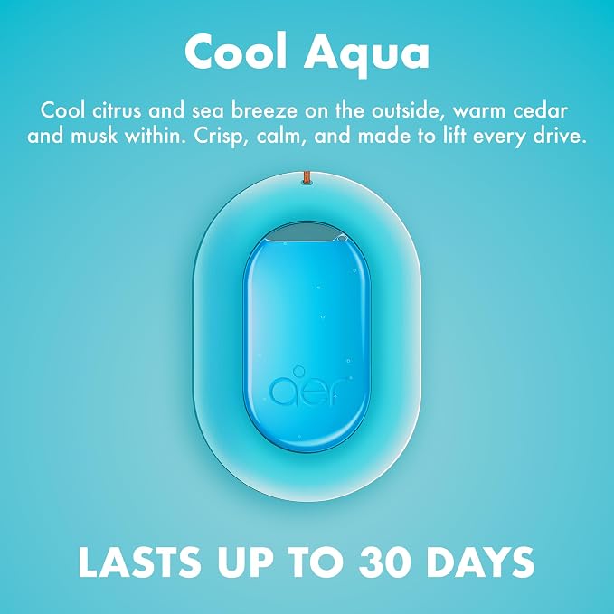 AER O Hanging Car Air Freshener Gel – Cool Breeze, Long Lasting 30 Days, Leak-Proof Odor Neutralizer, Rear-View Mirror Car Air Freshener with Steady Freshness Technology, Pack of 4