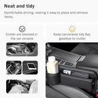 Car Seat Gap Filler Organizer with Cup Holder, Premium PU Leather Interior Accessories for Phone,Sunglasses,Keys, and Small Items, Universal Fit for Car, SUV and Truck,2-Packs Black