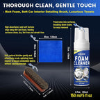 Car Interior Foam Cleaner Multifunctional Car Seat Cleaner Powerful Carpet Upholstery Stain Remover Kit with Detailing Brush & Towel Safe for Cloth, Leather, Fabric, Vinyl & Plastic 5oz