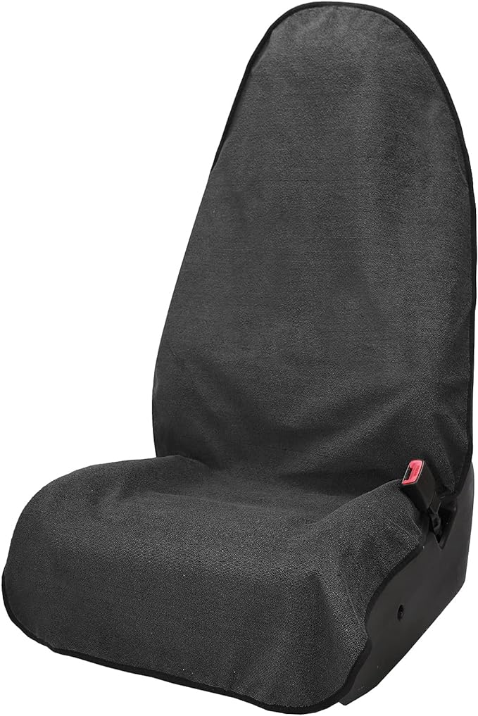 Grey Waterproof Towel Auto Car Seat Cover Protector Machine Washable - Fit Yoga Running Crossfit Athletes Beach Swimming Outdoor Sports