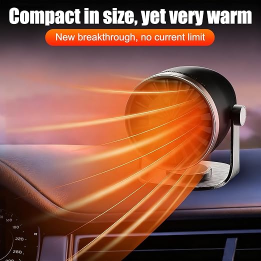 Portable Heater, 12V Car Heater with Heating & Cooling 2 in 1 Car Defroster, 360° Rotary Portable Heaters for Car, Unrestricted Current Car Warmer for Auto Truck SUV Vehicle