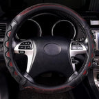 car Steering Wheel Cover Faux Leather Massage Universal fit 3D Honeycomb Hole Anti-Slip Sporty 15 Inches (Red with Black)