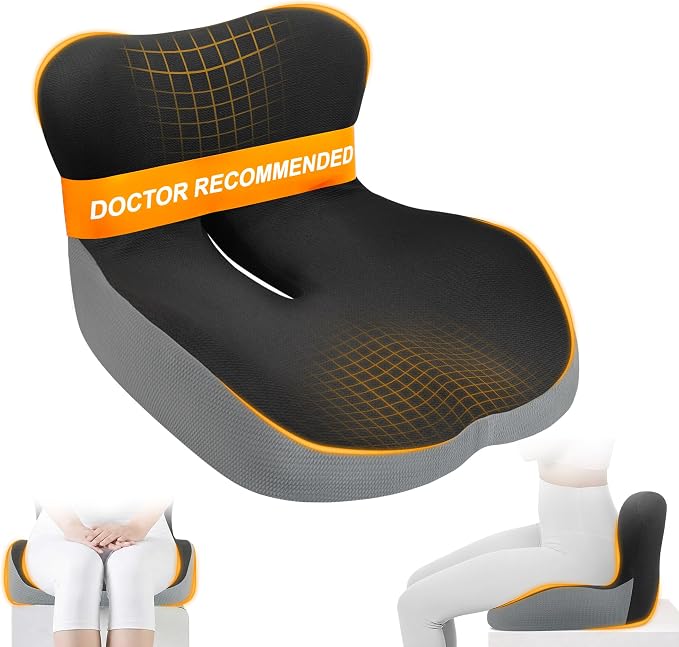 Car Seat Cushion with Lumbar Support Pillow, Car Back Support | L-Shaped Ergonomic Memory Foam Seat Cushion, Car Seat Cushions for Driving, Driver Cushion and Back Support for Car, B&G