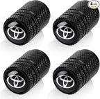 4pcs Tire Valve Stem Caps, Compatible with Toyota Avalon Prius Allion RAV4 Highlander Series Stem Cap Universal Car Air Cover Car Accessories for Cars, SUV, Truck, Motorcycles Black