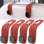 4 Pcs Seat Headrest Hook for Car, Seat Back Hanger Holder Hooks, Hanger Storage Organizer for Purse Bags Coat, Car Interior Accessories Leather Hidden Hook
