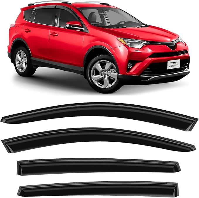 Voron Glass Tape-on Extra Durable Rain Guards for Toyota RAV4 2013-2018 SUV, Window Deflectors, Vent Window Visors, 4 Pieces - 120055