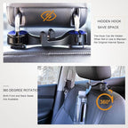 Car Headrest Hook with Phone Holder, Universal 360 Rotation Headrest Hooks for Purses and Bags (Blue)