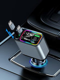 Dual Retractable Car Charger USB C, 145W Fast Charging Type C Car Charger with Retractable Cable, Compatible with iPhone 17/16/15/Air, Samsung S25/24/23/22, Pixel 9/8/7 - Grey