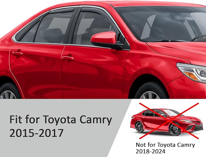 Voron Glass in-Channel Extra Durable Rain Guards for Toyota Camry 2015-2017, Window Deflectors, Vent Window Visors, 4 Pieces - 200723