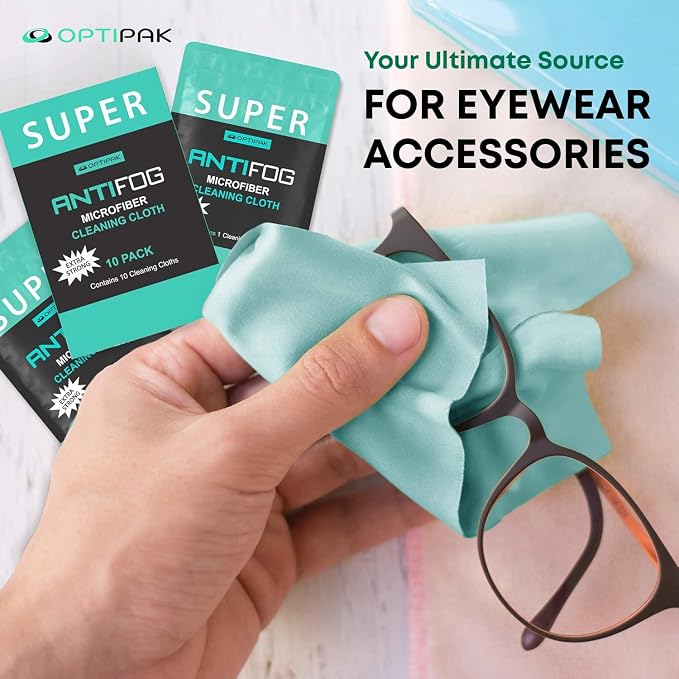 Anti Fog Microfiber Cleaning Cloth for Glasses | Individually Wrapped Microfiber Lens Cleaning Cloth for Eyeglasses, Lenses, Binoculars, Face Shields, Ski Masks or Swim Goggles (1 Count) | Individually Wrapped, For Eyeglasses, Lenses, Binoculars, For F...