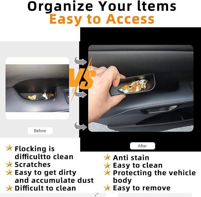 Car Door Handle Pocket Organizer for Lexus RX 2023 2024 2025 2026 Accessories Car Pocket Organizer Front Rear Door Grab Inner Tray Box (4PCS Black TPE Storage Box-4 Door) (Black)