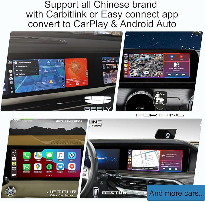 NCP0036 CarKit CarBitLink x Baic Jetour Geely Chery Jac Gac Dongfeng Forthing Hongqi Changan, Wired Carbitlink Smartlink Phonelink Easy Connect to Wireless CarPlay Android Auto Adapter
