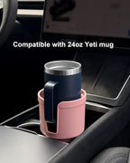 Upgraded Car Cup Holder Expander Adapter with Offset Adjustable Base, Compatible with Yeti 14/24/36/46oz Ramblers, Hydro Flasks 32/40oz, Other Large Bottles Mugs in 3.5"-4.0", Pink 1 Pack
