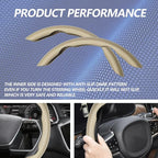 2pcs (Khaki) Universal Fit Carbon Fiber Steering Wheel Cover, Anti-Skid Steering Wheel Cover/Segmented Steering Wheel Protector/Car Interior Accessories