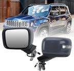 Left Driver Side Mirror Compatible with Jeep Renegade 2015 2016 2017 2018 2019 2020 2021 2022 2023 Door Rear View Mirrors Power Heated with Signal Light Prime Paintable (7 pins)