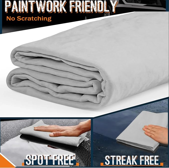 Premium Absorbent Car Drying Towel 2 Pack 26/' x17/'' Super Soft Shammy Towel for Vehicle Reusable Chamois Cloth for Car Drying Dust Remove Bathroom Scratch/Spot/Streak Free Gray Gray