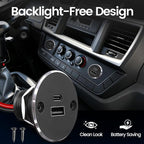 12V USB Outlet All-Aluminum QC 3.0 USB-A & USB-C PD3.0 Dual High-Speed Charger Socket, Recessed Mount Type-A Type-C Port for Camper Van Trailer RV Boat Truck (Big Version*2)