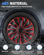 Hubcap Wheel Covers Hub Caps 15 Inch Set of 4 Black & Red Universal Wheel Rim Cover R15 Stylish Car Decor Wheel Covers for Toyota Camry Nissan Mazda (TT Black & Red, 15 inch)